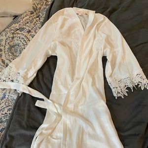 White bridal robe